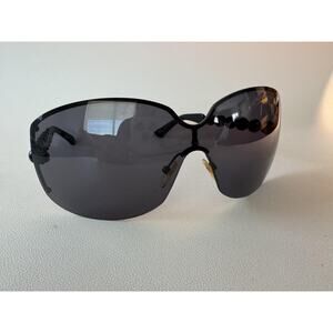 Emporio Armani Sunglasses Rimless Oversize Shield Beaded Made Italy y2k